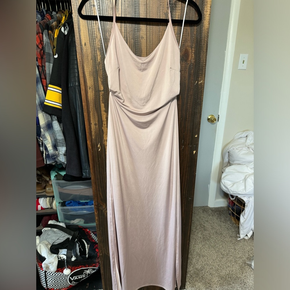 Nude Maxi Dress with Back Cutout